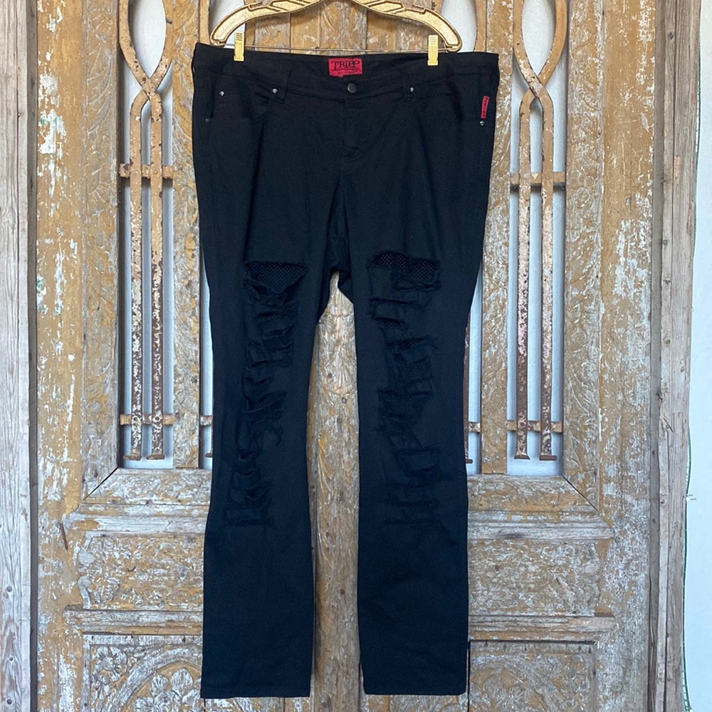 TRIPP NYC BLACK DESTROYED PUNK ROCK PLUS SIZE 18 EXCELLENT